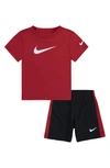 Nike Kids' Swoosh T-shirt & Shorts Set In Black/ University Red