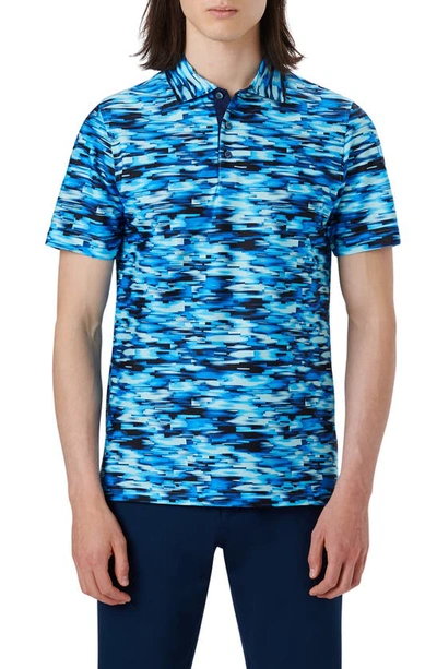 Bugatchi Hendrix Digital Abstract Print Cotton Polo In Classic Blue