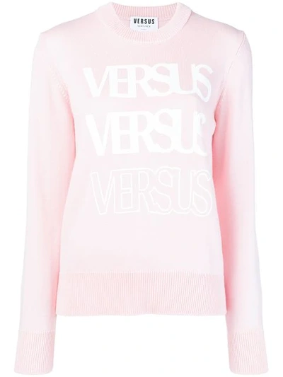 Versus Ribbed Crew Neck Jumper In B1246 Pink