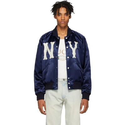 Gucci Men's Jacket With Ny Yankees™ Patch In 4282 Blue