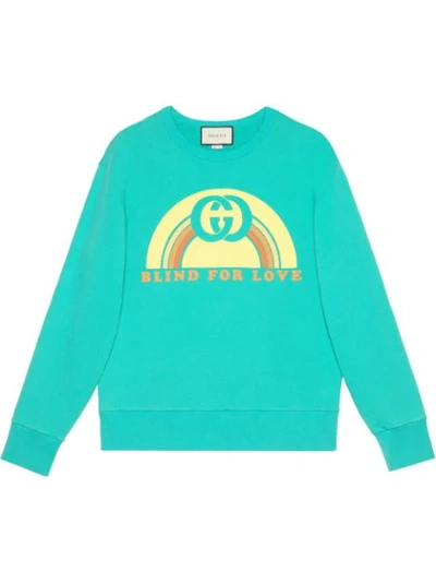 Gucci Printed Loopback Cotton-jersey Sweatshirt In Blue