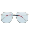 Gucci Rectangular-frame Metal Sunglasses In Shiny Gold Metal