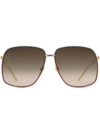 Gucci Rectangular-frame Metal Sunglasses In Metallic