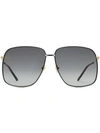 Gucci Designer Sunglasses Gg0394s Rectangular-frame Metal Sunglasses W/mini Interlocking G Logo In Noir-gris