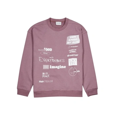 Solid Homme Mauve Printed Cotton Sweatshirt In Pink