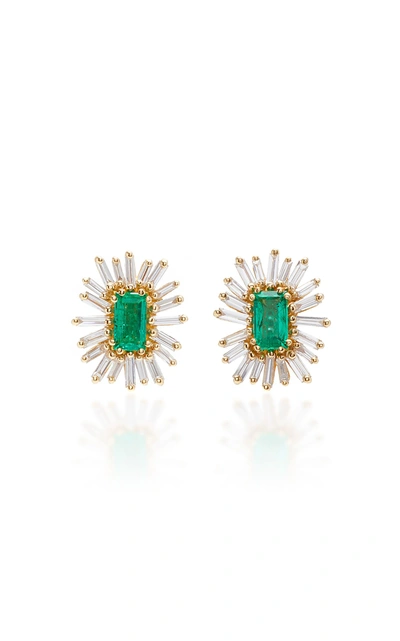 Suzanne Kalan One-of-a-kind Emerald Stud Earrings In Green