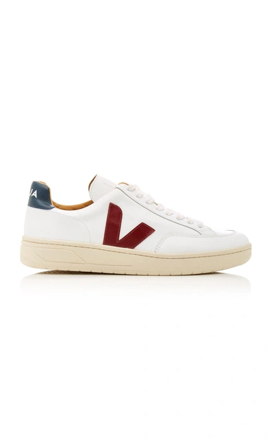 Veja Bastille Two-tone Leather Sneakers In White