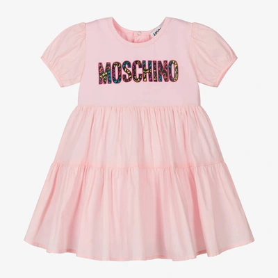 Moschino Baby Babies' Girls Pink Cotton Animal Print Dress