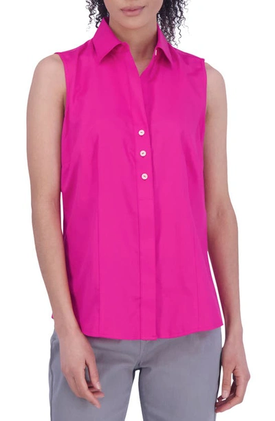 Foxcroft Ashley Sleeveless Button-up Shirt In Azalea