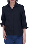 Foxcroft Beatrice Side Button Accent Shirt In Black