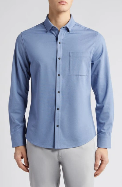 Mizzen + Main Nolan Solid Performance Snap-up Shirt In Blue