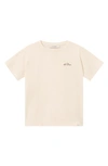 Les Deux Logo Embroidered Recycled Cotton Blend T-shirt In Light Ivory/ Walnut