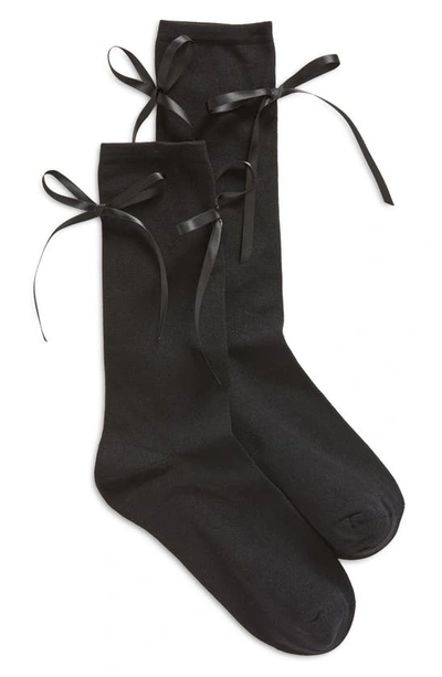 Simone Rocha Bow & Bell Embellished Ankle Socks In Black/ Black/ Pearl