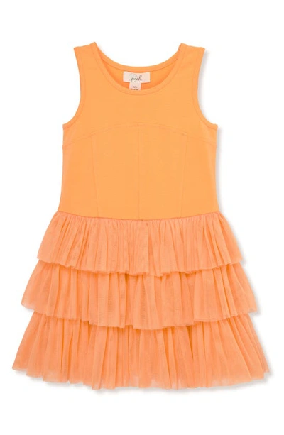 Peek Aren't You Curious Kids' Tiered Ballerina Dress In Pale Orange