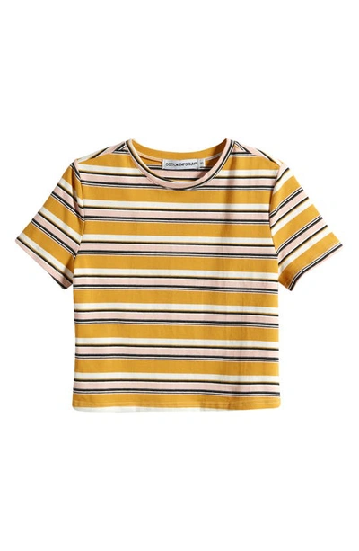 Cotton Emporium Kids' Meet & Greet Stripe Cotton T-shirt In Mustard