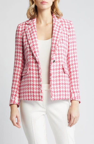 Anne Klein Fringed Tweed Blazer In Camellia Multi