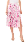 Halogen Pleated Slit Hem Midi Skirt In Magenta Pink
