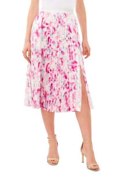 Halogen Pleated Slit Hem Midi Skirt In Magenta Pink