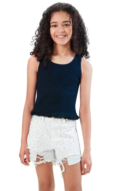 Truce Kids' Fringe Hem Cotton Tank Top In Black