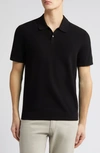 Theory Goris Lightweight Knit Polo Shirt In Black