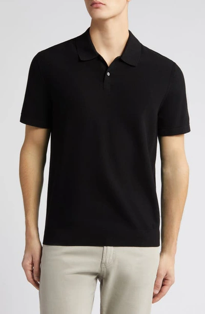 Theory Goris Lightweight Knit Polo Shirt In Black