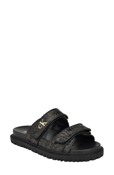 Calvin Klein Donnie Slide Sandal In Black- Manmade