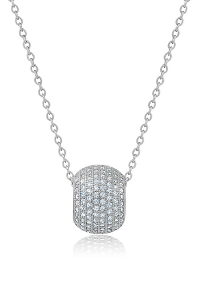 Crislu Pavé Cubic Zirconia Bead Pendant Necklace In Silver