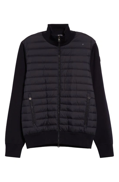 Moncler Down Puffer Front Zip Cardigan In Cosmic Blue