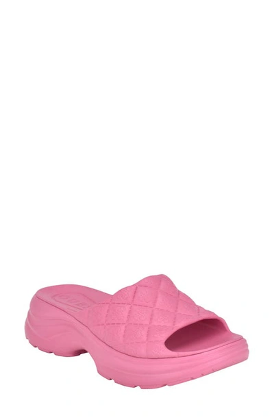 Guess Fenixy Slide Sandal In Pink Logo