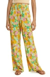 Billabong New Waves 2 Floral Wide Leg Pants In Palm Green