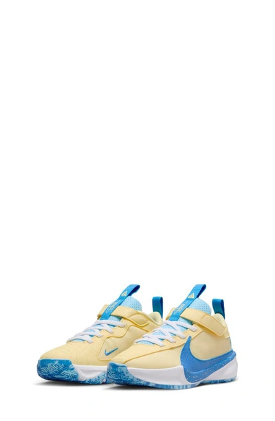 Nike Kids' Giannis Antetokounmpo Freak 5 Sneaker In Blue/ Light Orange/ Yellow