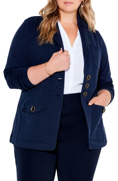 Nic + Zoe Editor Knit Blazer In Dark Indigo