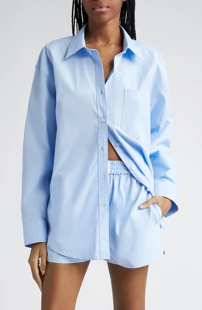 Alexander Wang Oversize Boyfriend Button-up Shirt In Blue