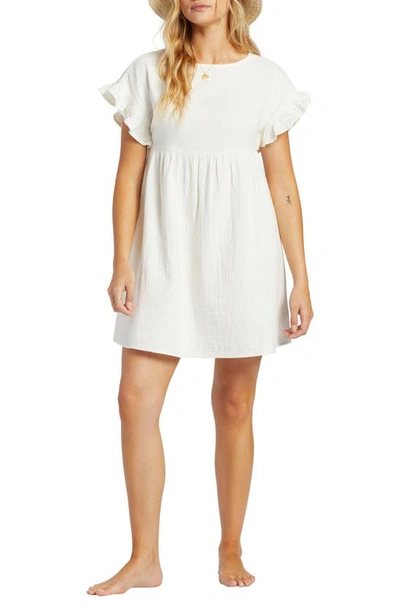 Billabong So Breezy Cotton Babydoll Minidress In Salt Crystal