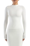 Naked Wardrobe Smooth As Butter Mock Neck Top In White