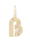 Adina Reyter Groovy Initial Diamond Pendant Charm In Yellow Gold - B