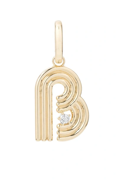 Adina Reyter Groovy Initial Diamond Pendant Charm In Yellow Gold - B