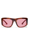 Quay Uniform 53mm Square Sunglasses In Brown Tortoise / Rose