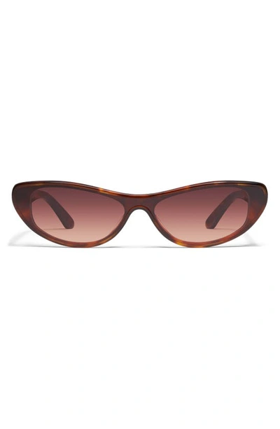 Quay Slate 37mm Gradient Cat Eye Sunglasses In Brown Tort & Dark Brown