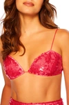 Susana Monaco Sequin Bikini Top In Azalea