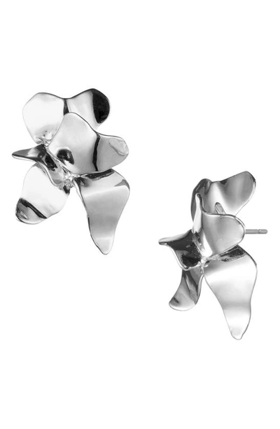 Sterling King Lotus Stud Earrings In Sterling Silver