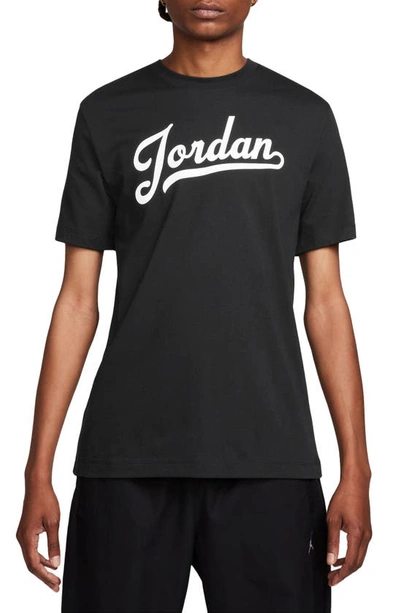 Nike Jordan Cotton Graphic T-shirt In Black/ White/ White