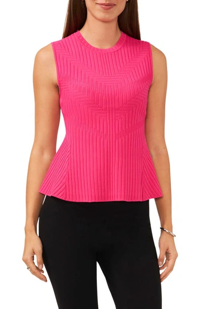 Halogen Sleeveless Peplum Sweater In Magenta Pink