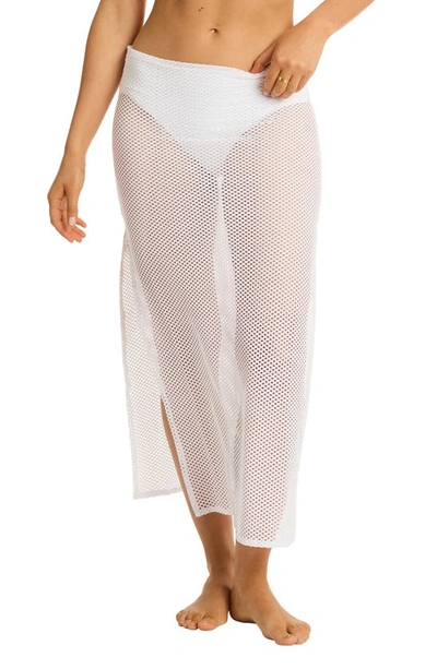 Sea Level Surf Mesh Cover-up Maxi Skirt In White