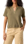 Sanctuary Breezy Linen Blend Peasant Top In Burnt Olive