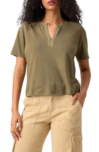 Sanctuary Breezy Linen Blend Peasant Top In Burnt Olive