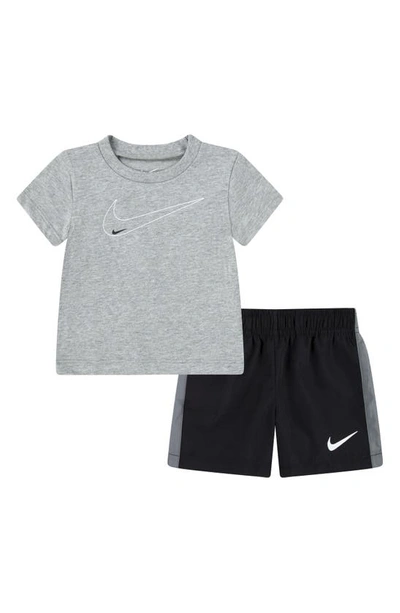 Nike Babies' Dri-fit Sportswear Club Graphic T-shirt & Shorts Set In Black