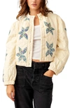 Free People Quinn Floral Accent Quilted Crop Jacket In Multi