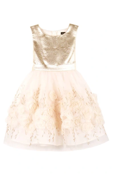 Zunie Kids' Foil Print Party Dress In Champagne