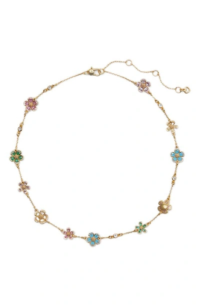 Kate Spade Flower Station Necklace In Brass